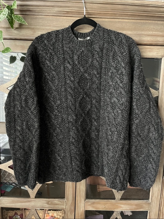 J. Crew Other - VINTAGE 100% WOOL J. Crew Dark Charcoal Cable Knit Crewneck Sweater